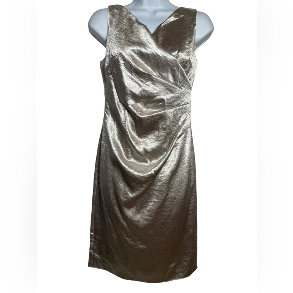 NWT size 2 Anne Klein light gold shimmery metallic classic dress PERFECT 💛💛